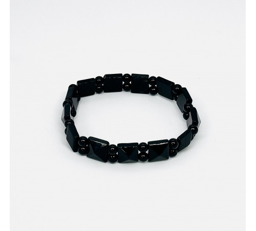 Браслет агат черный квадрат грань 10*10мм