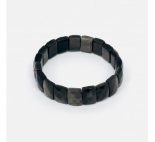 Браслет обсидиан серебристый прямоугольник грань 10*12мм