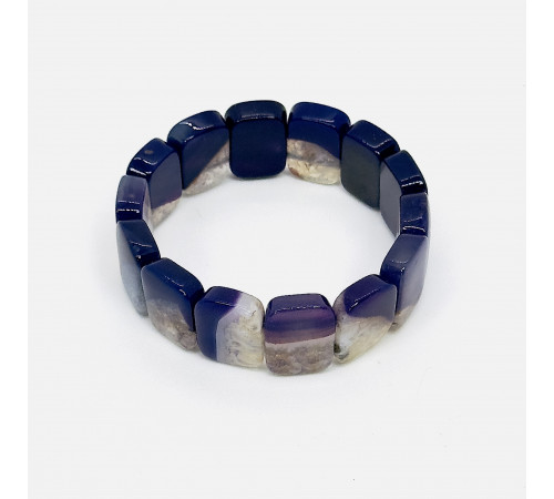 Браслет агат тонированный фиолетовый закругленный прямоугольник 15*20мм