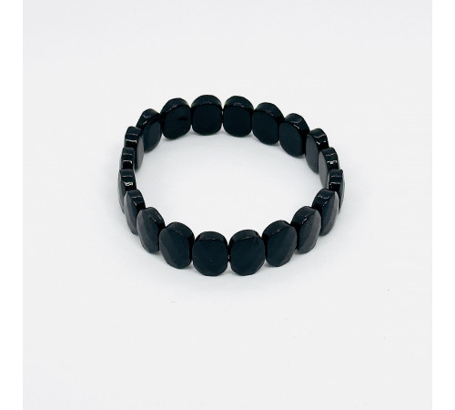 Браслет агат черный овал грань 10*14мм