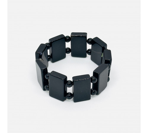 Браслет агат черный прямоугольник 15*25мм