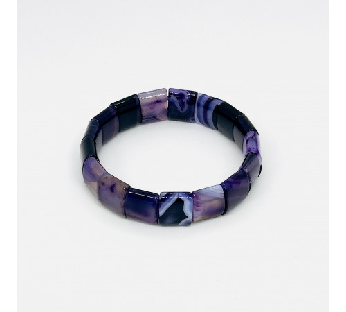 Браслет агат тонированный фиолетовый закругленный квадрат 13*15мм