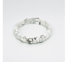 Браслет агат кахолонг белый полусфера 13*15мм