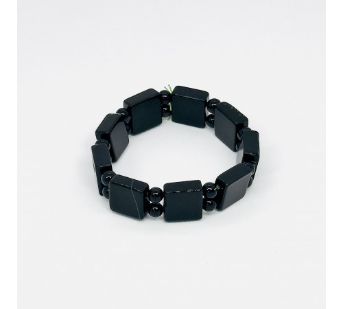 Браслет агат черный квадрат 15*15мм