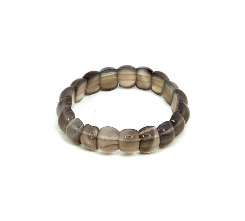 Браслет агат серый полусфера 11*15мм