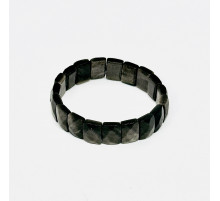 Браслет обсидиан серебристый прямоугольник грань 11*15мм