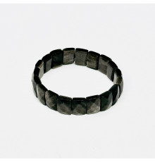 Браслет обсидиан серебристый прямоугольник грань 11*15мм