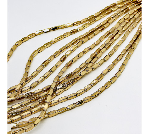 Нить гематит бронзовый закругленный прямоугольник 4*10мм