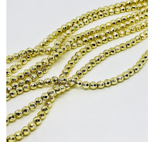 Нить гематит золотой шар грань 8*8мм