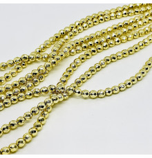 Нить гематит золотой шар грань 8*8мм