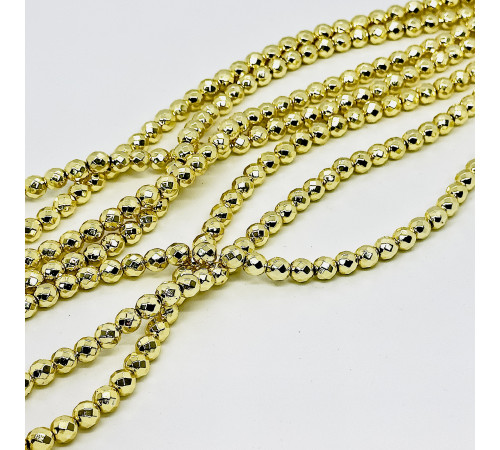 Нить гематит золотой шар грань 8*8мм