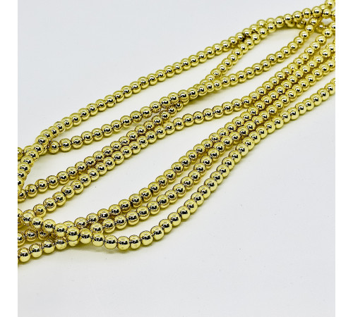 Нить гематит золотой шар 6*6мм