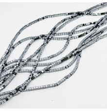 Нить гематит серебряный куб 3*3мм