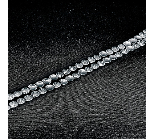 Нить гематит белый ракушка 10*10мм