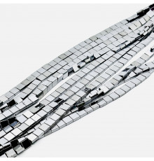 Нить гематит серебряный квадрат 8*8мм