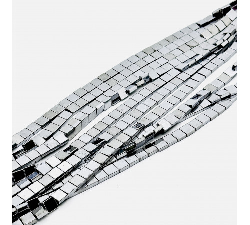 Нить гематит серебряный квадрат 8*8мм